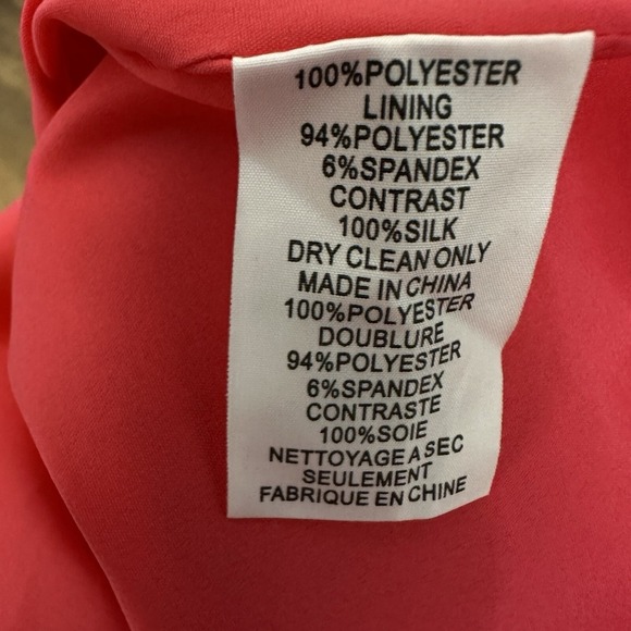 Trina Turk Women Dress 0 Watermelon Red Sheath Sheer Flutter Classic Girly Party - Picture 16 of 16